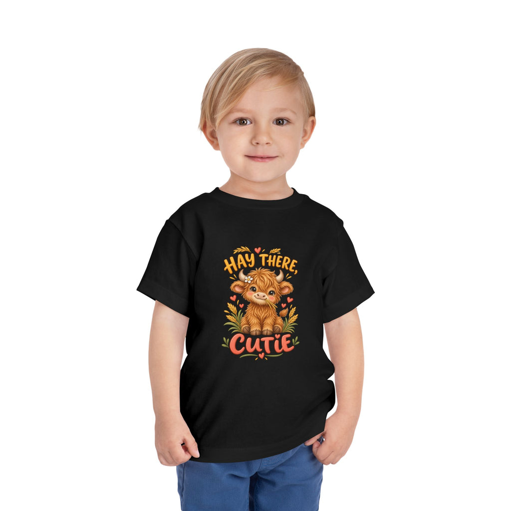 Hay There Cutie Kids Shirt, Cute Highland Cow Toddler Tee