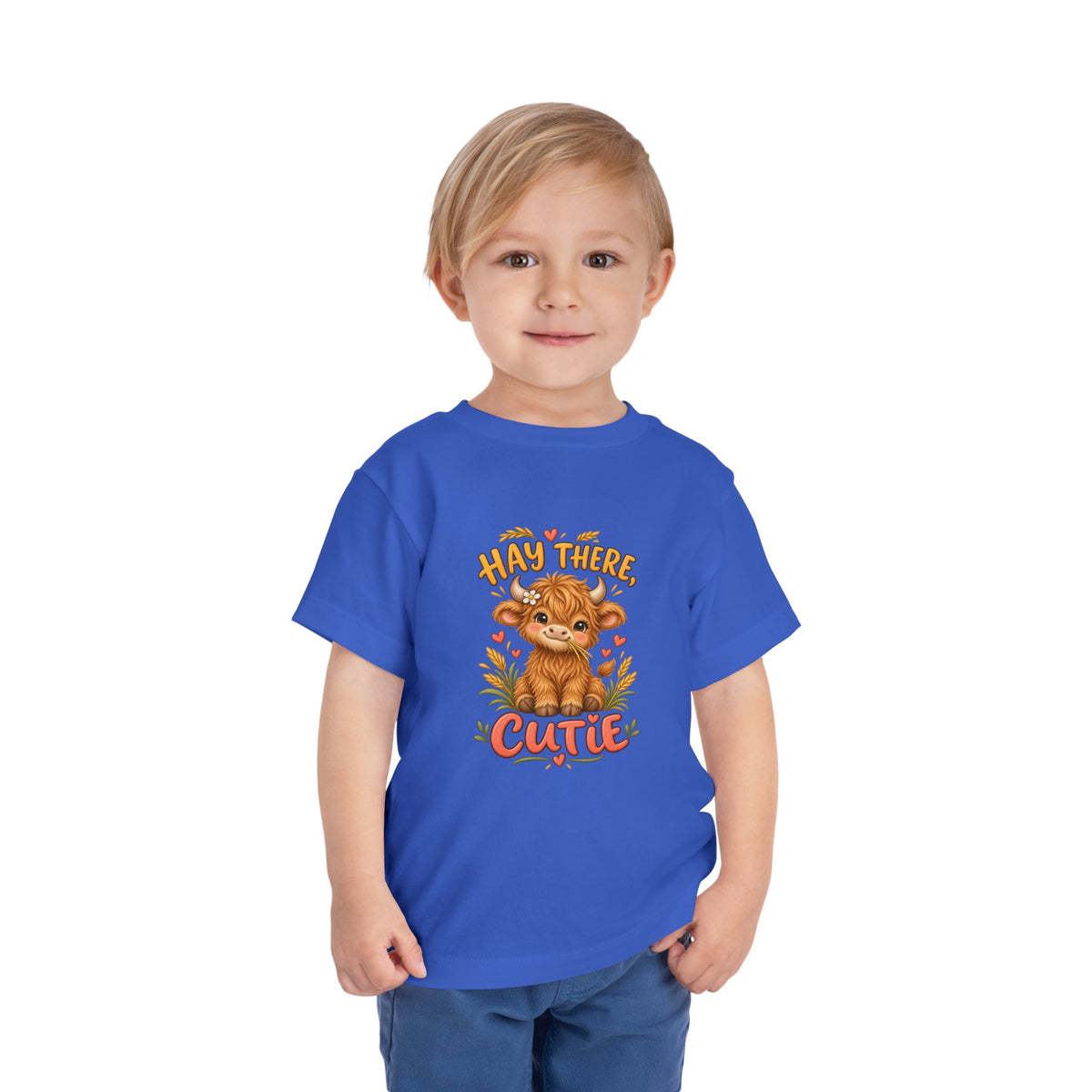 Hay There Cutie Kids Shirt, Cute Highland Cow Toddler Tee