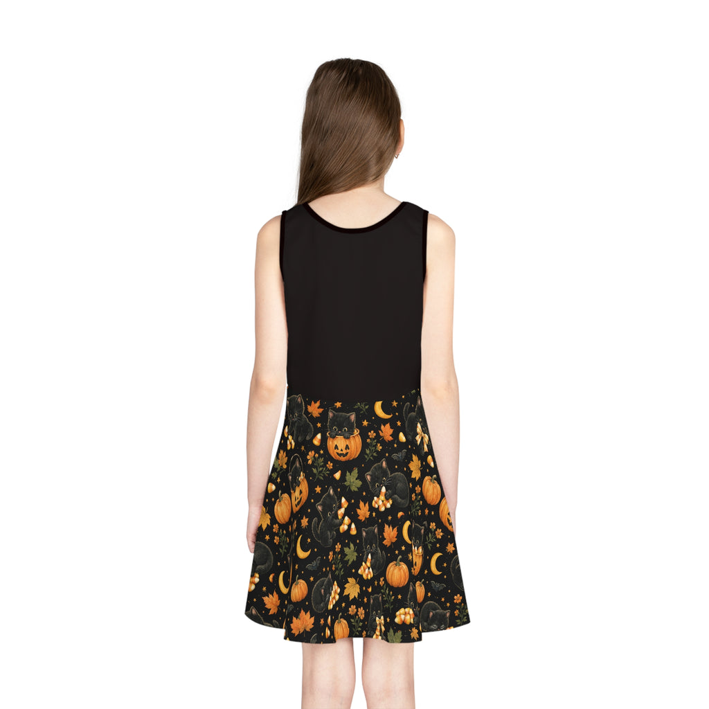 Black Cat Pumpkin Halloween Dress