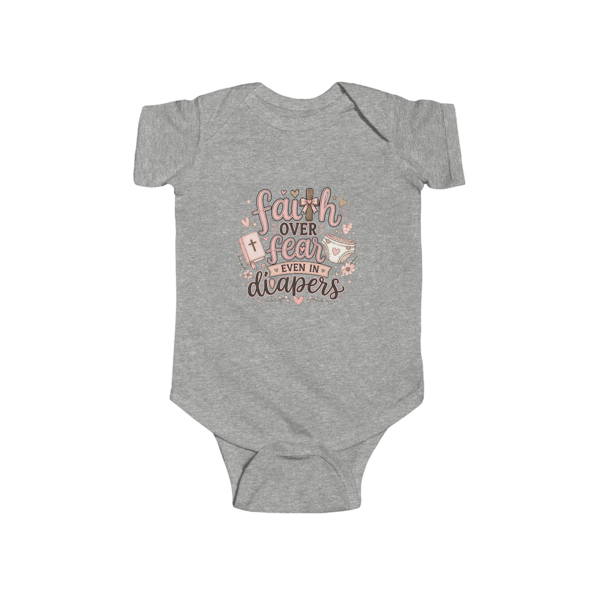 Faith Over Fear Baby Bodysuit, Christian Baby Clothes, Floral Scripture Inspired Infant Outfit, Baby Shower Gift, Christian Newborn Gift