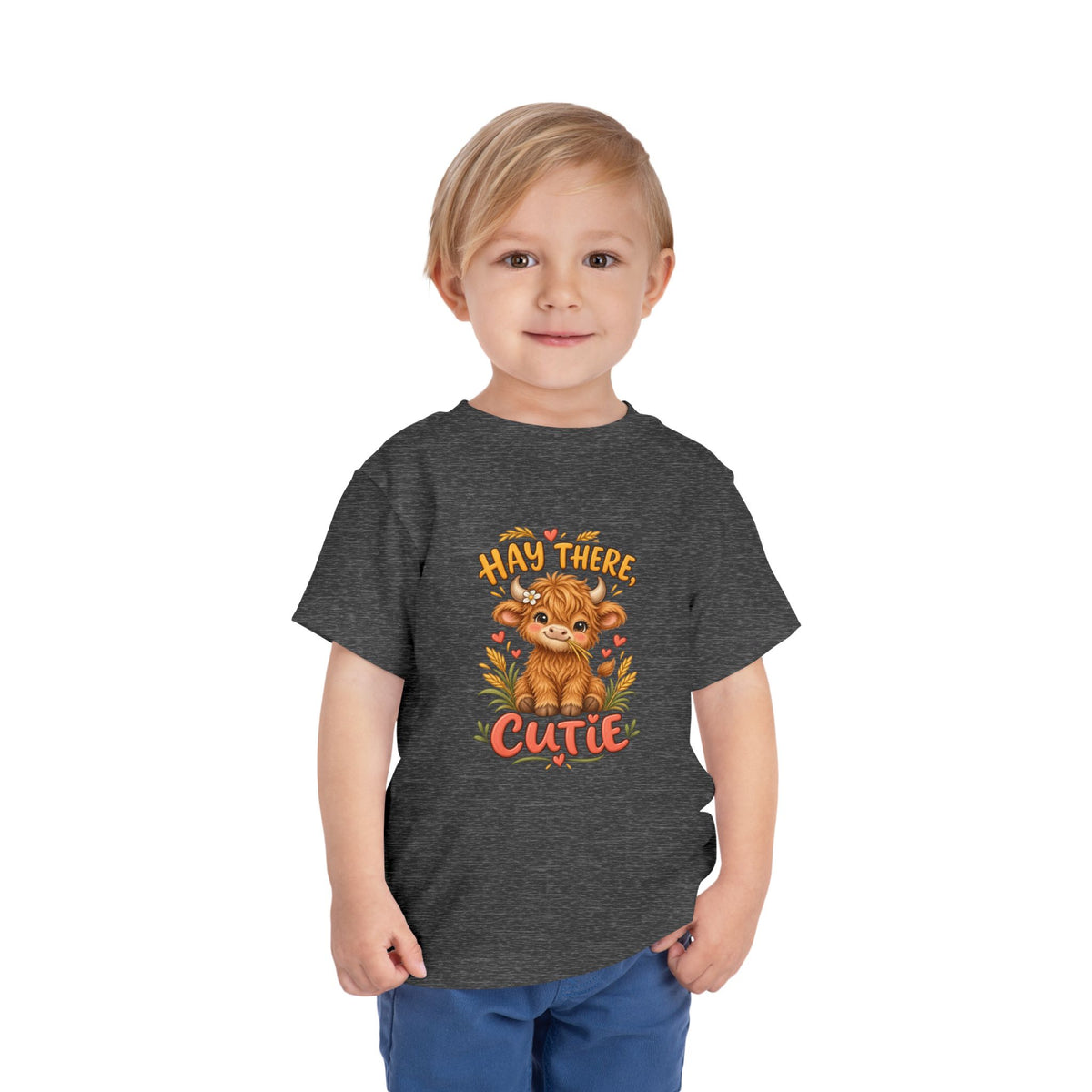 Hay There Cutie Kids Shirt, Cute Highland Cow Toddler Tee