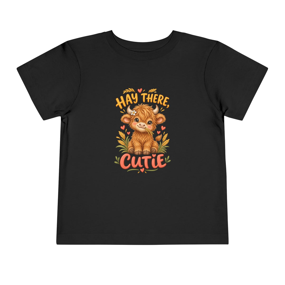 Hay There Cutie Kids Shirt, Cute Highland Cow Toddler Tee
