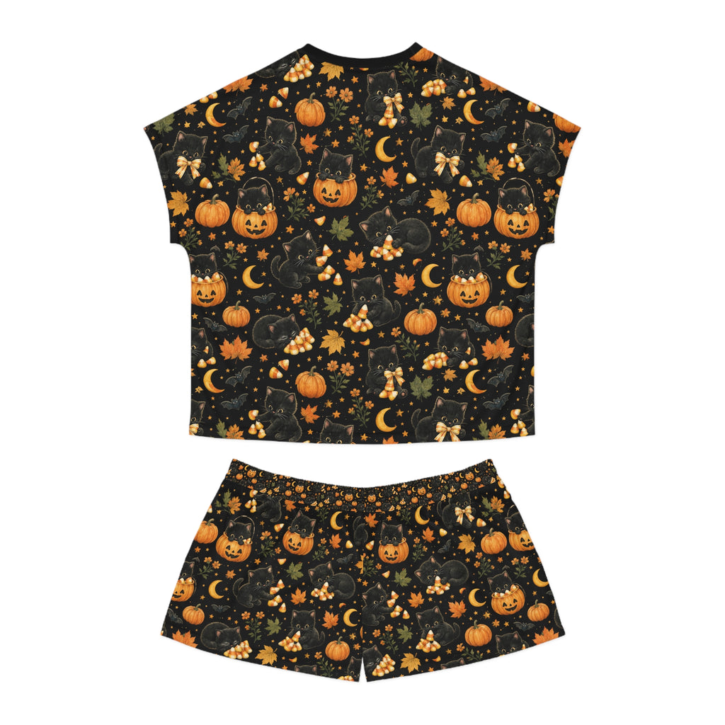 Jack-o'-Lantern Cats Pajama Set | Halloween Pumpkin Pattern