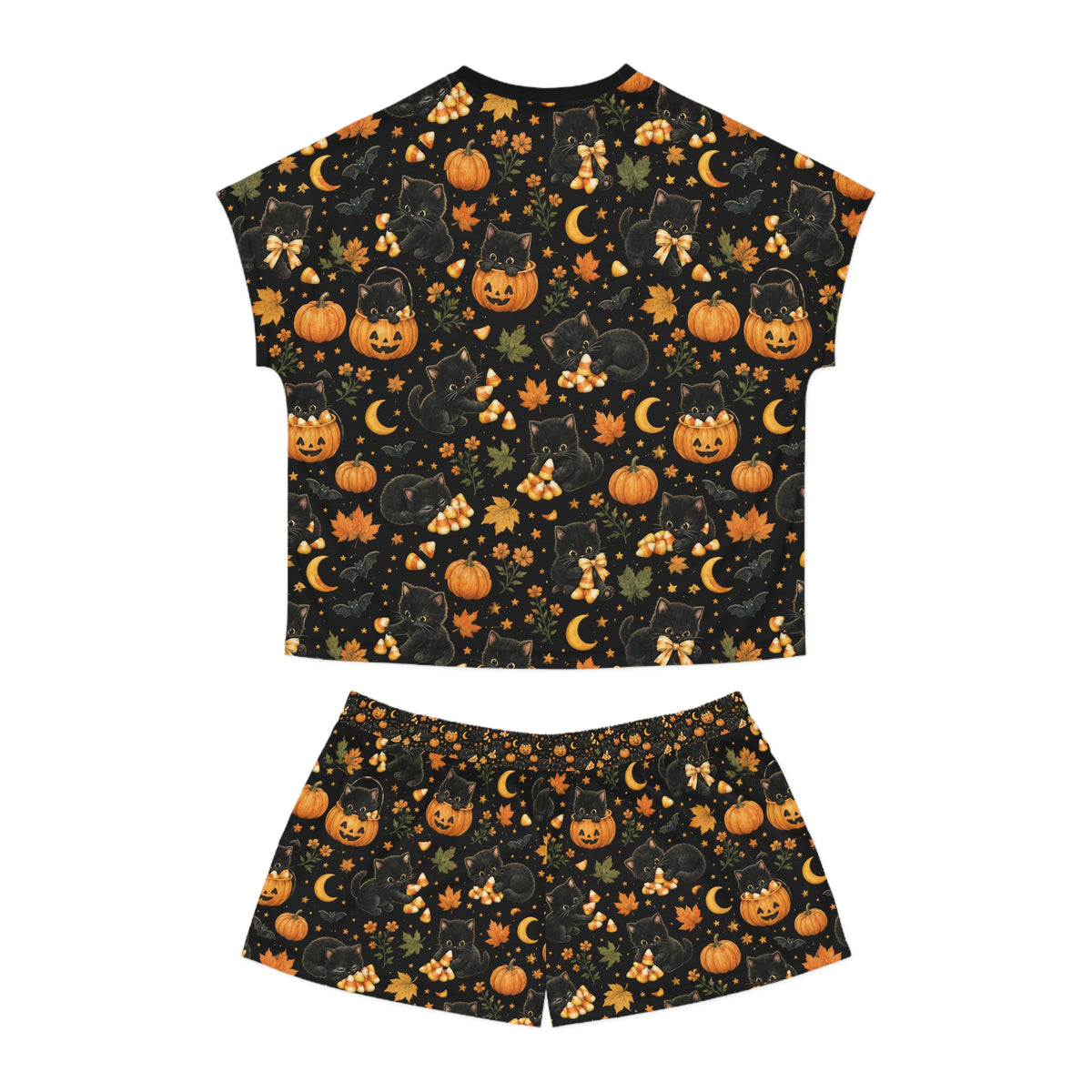 Jack-o'-Lantern Cats Pajama Set | Halloween Pumpkin Pattern