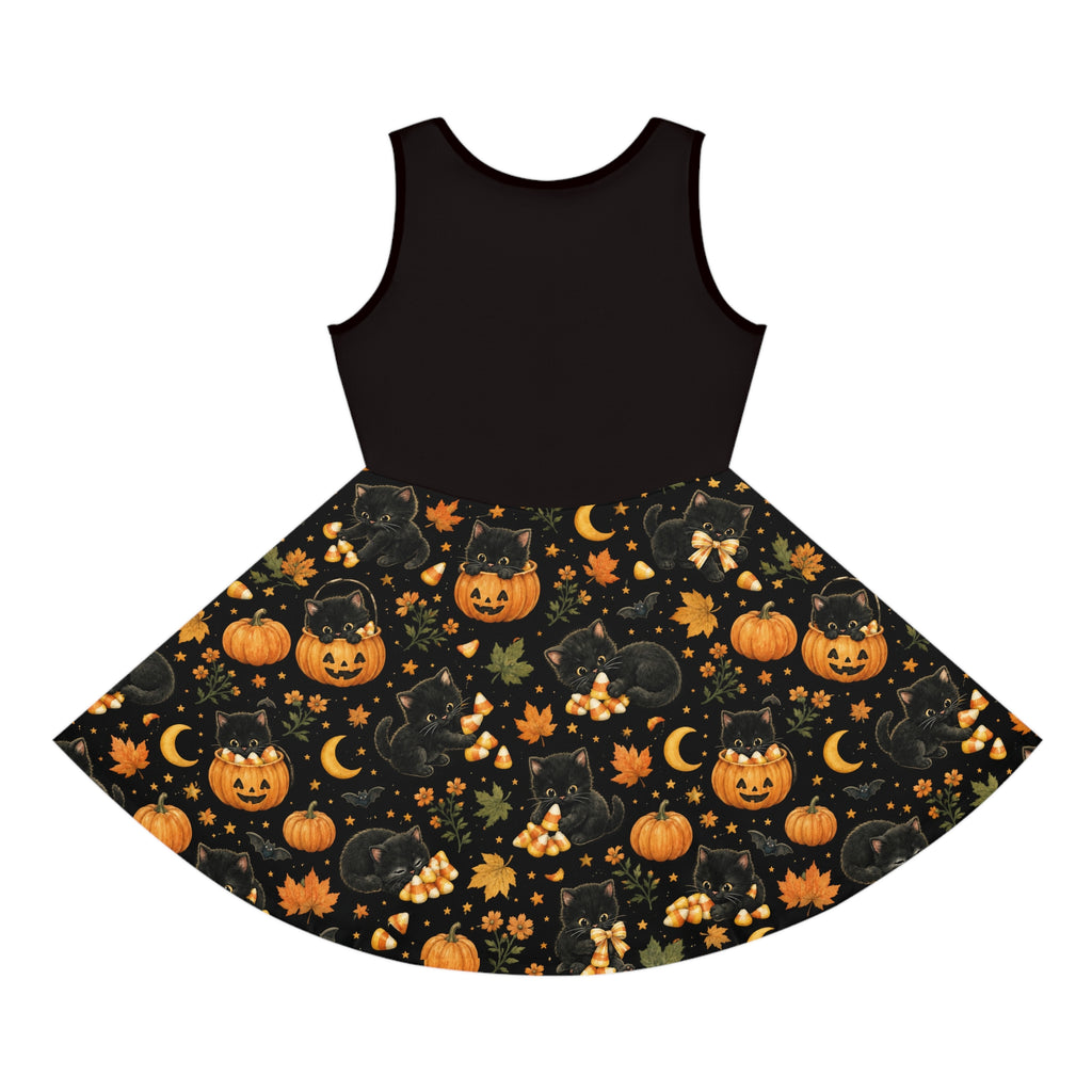 Black Cat Pumpkin Halloween Dress