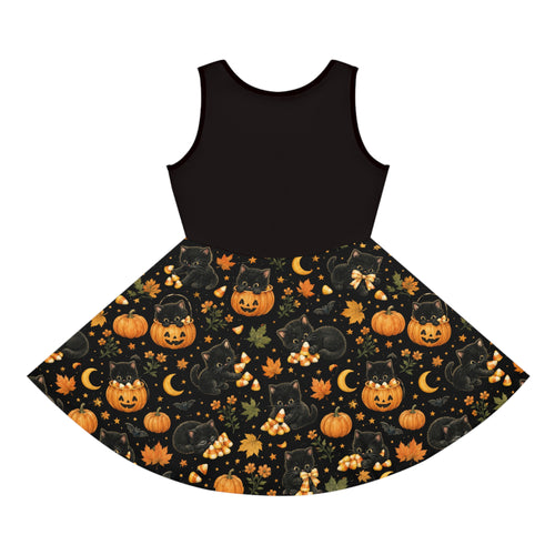 Black Cat Pumpkin Halloween Dress