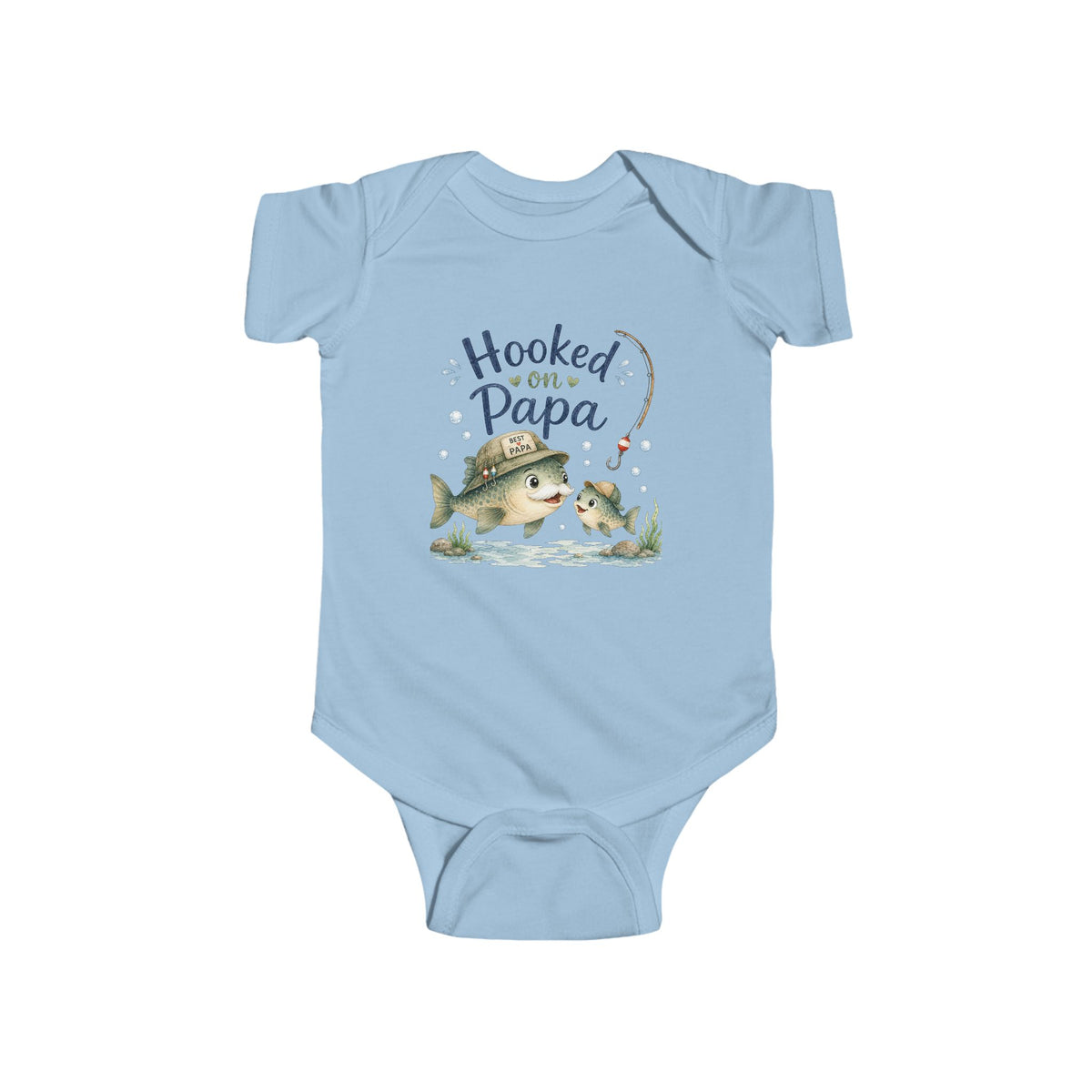 Hooked on Papa Baby Bodysuit, Fishing Baby Onesie, Grandpa and Grandchild Gift, Baby Shower Gift for Fisherman