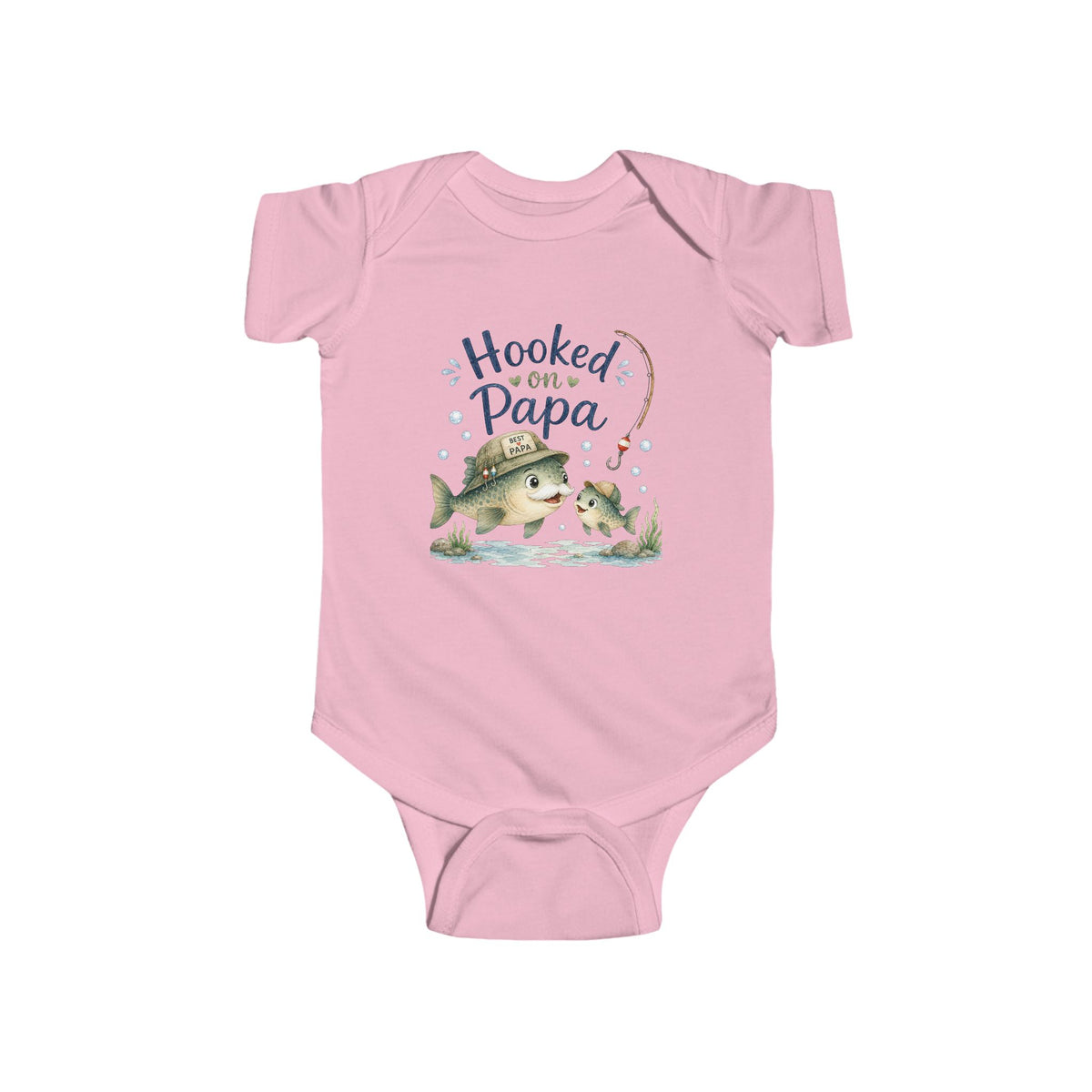 Hooked on Papa Baby Bodysuit, Fishing Baby Onesie, Grandpa and Grandchild Gift, Baby Shower Gift for Fisherman