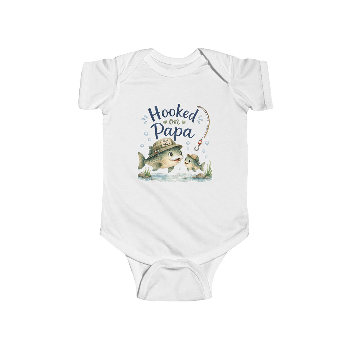 Hooked on Papa Baby Bodysuit, Fishing Baby Onesie, Grandpa and Grandchild Gift, Baby Shower Gift for Fisherman