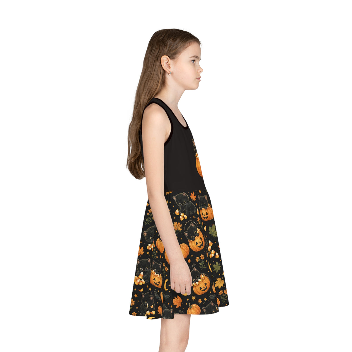 Black Cat Pumpkin Halloween Dress