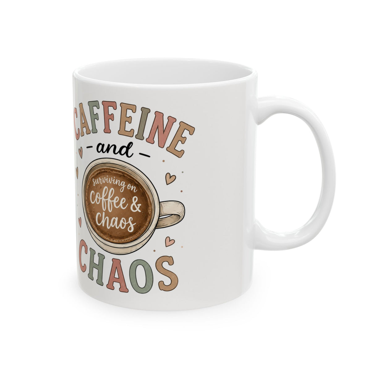 Caffeine and Chaos mug | Coffee latte art ceramic mug