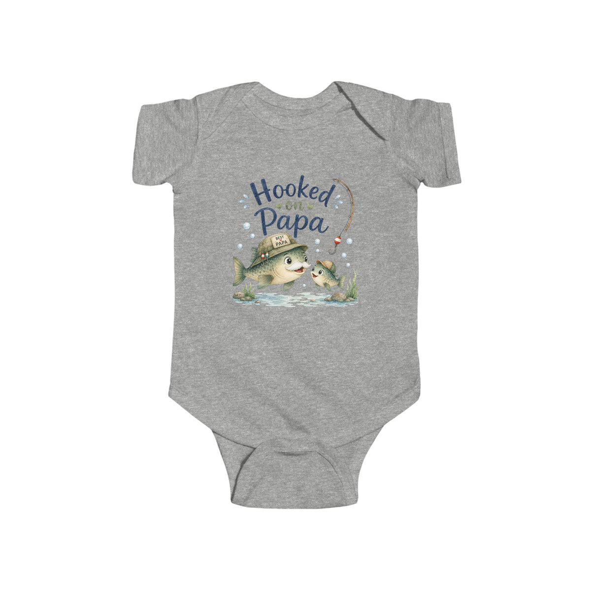 Hooked on Papa Baby Bodysuit, Fishing Baby Onesie, Grandpa and Grandchild Gift, Baby Shower Gift for Fisherman