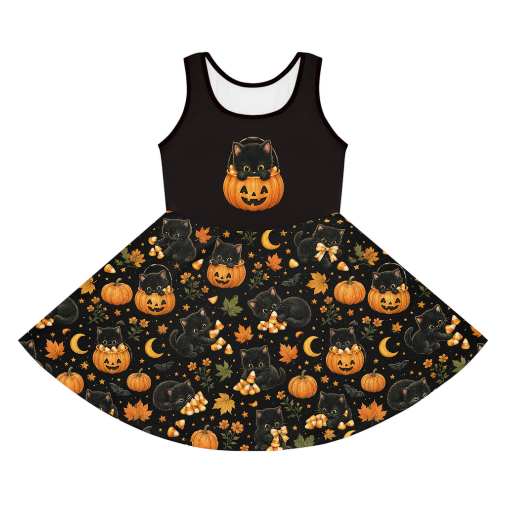 Black Cat Pumpkin Halloween Dress