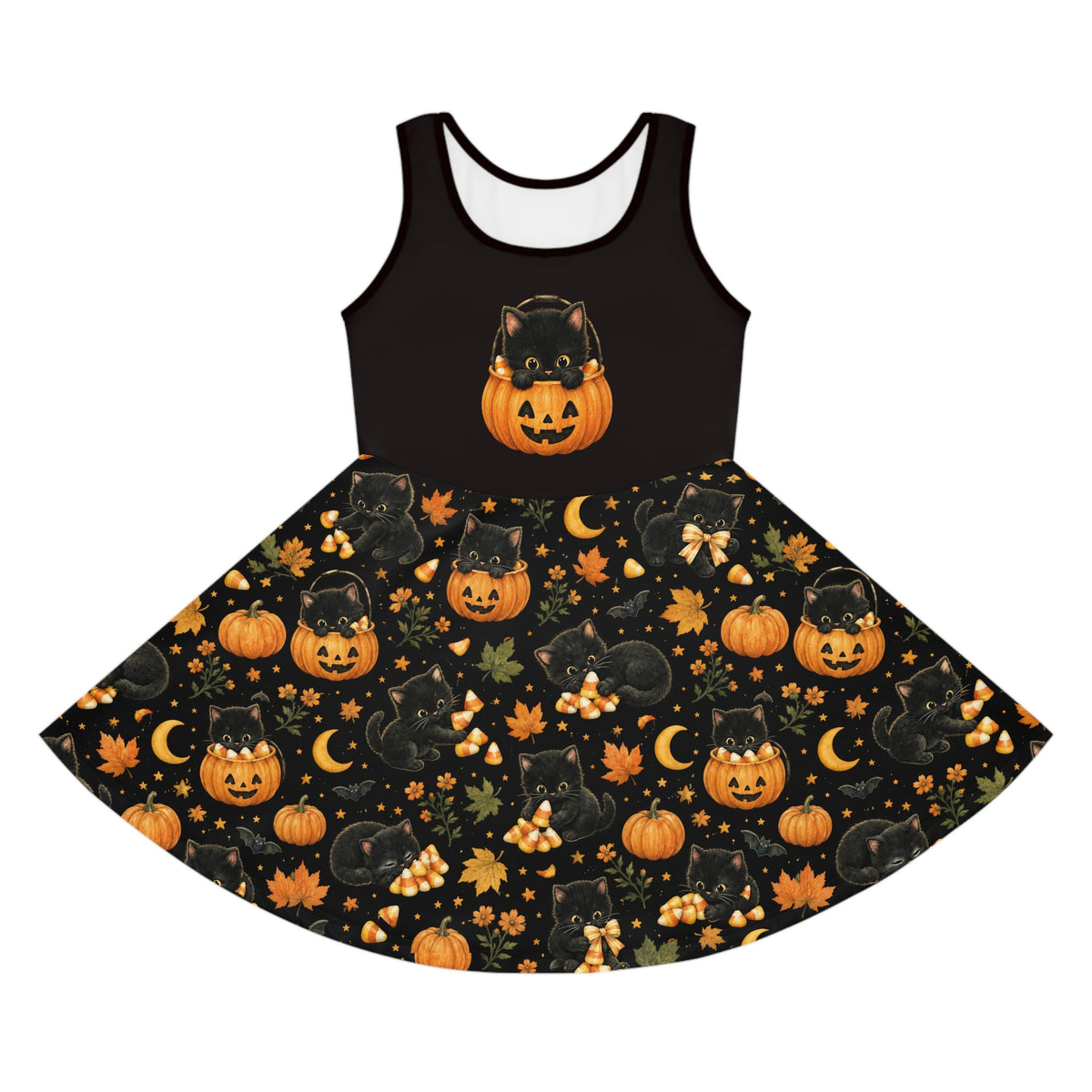 Black Cat Pumpkin Halloween Dress