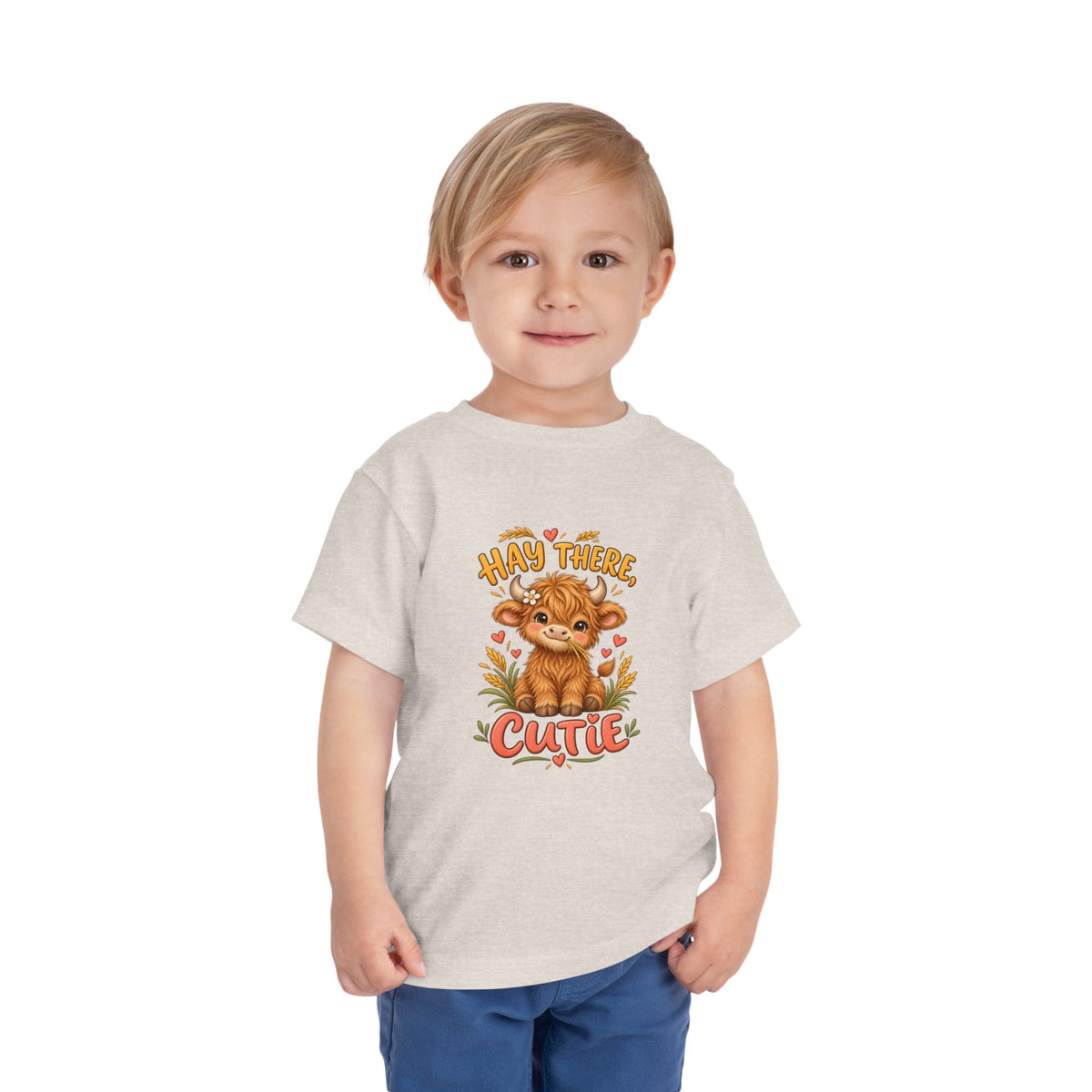 Hay There Cutie Kids Shirt, Cute Highland Cow Toddler Tee