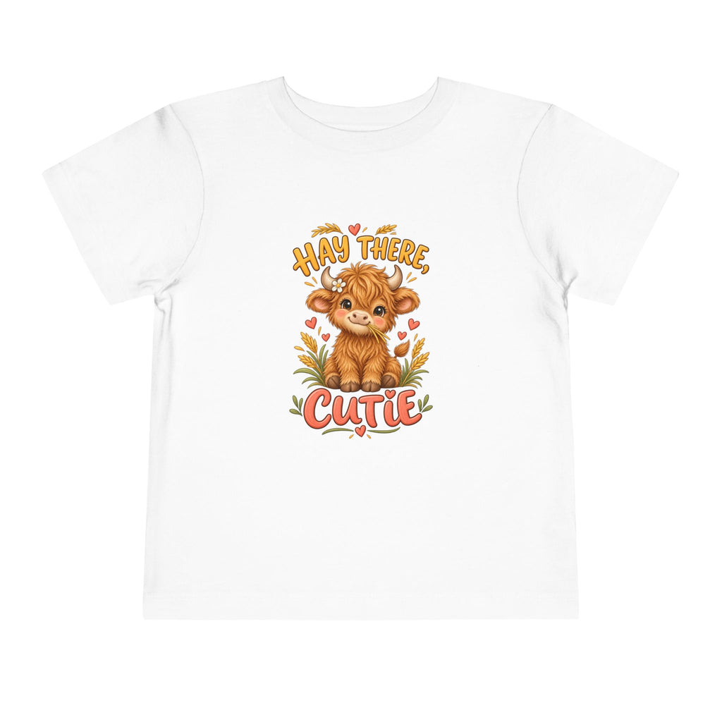 Hay There Cutie Kids Shirt, Cute Highland Cow Toddler Tee
