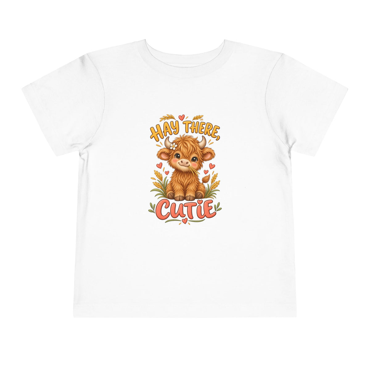 Hay There Cutie Kids Shirt, Cute Highland Cow Toddler Tee