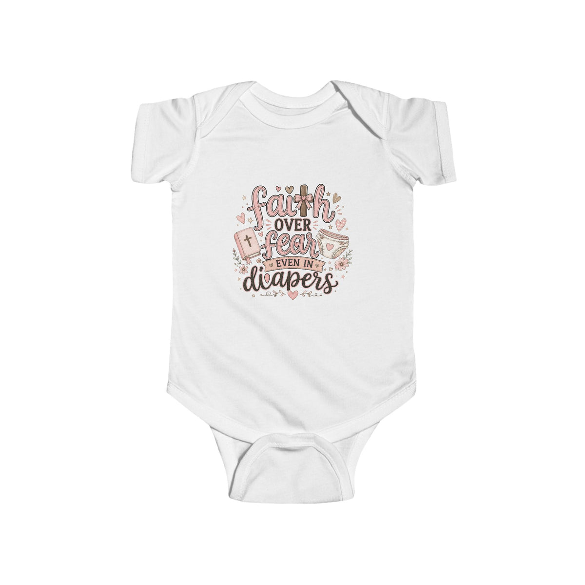 Faith Over Fear Baby Bodysuit, Christian Baby Clothes, Floral Scripture Inspired Infant Outfit, Baby Shower Gift, Christian Newborn Gift