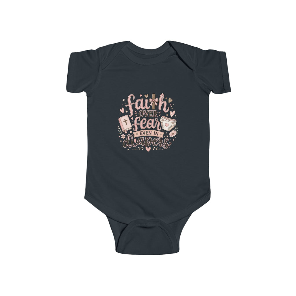 Faith Over Fear Baby Bodysuit, Christian Baby Clothes, Floral Scripture Inspired Infant Outfit, Baby Shower Gift, Christian Newborn Gift