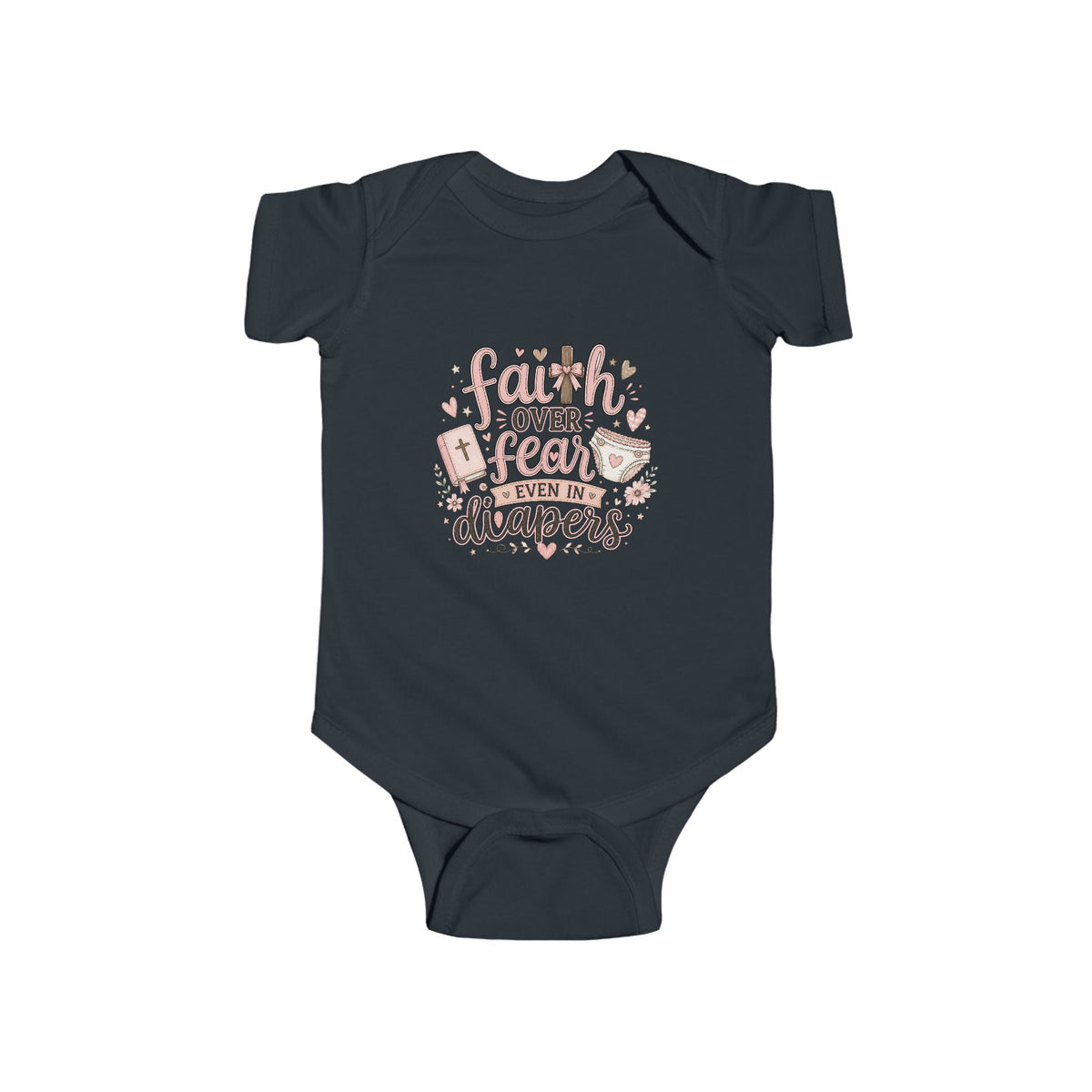 Faith Over Fear Baby Bodysuit, Christian Baby Clothes, Floral Scripture Inspired Infant Outfit, Baby Shower Gift, Christian Newborn Gift