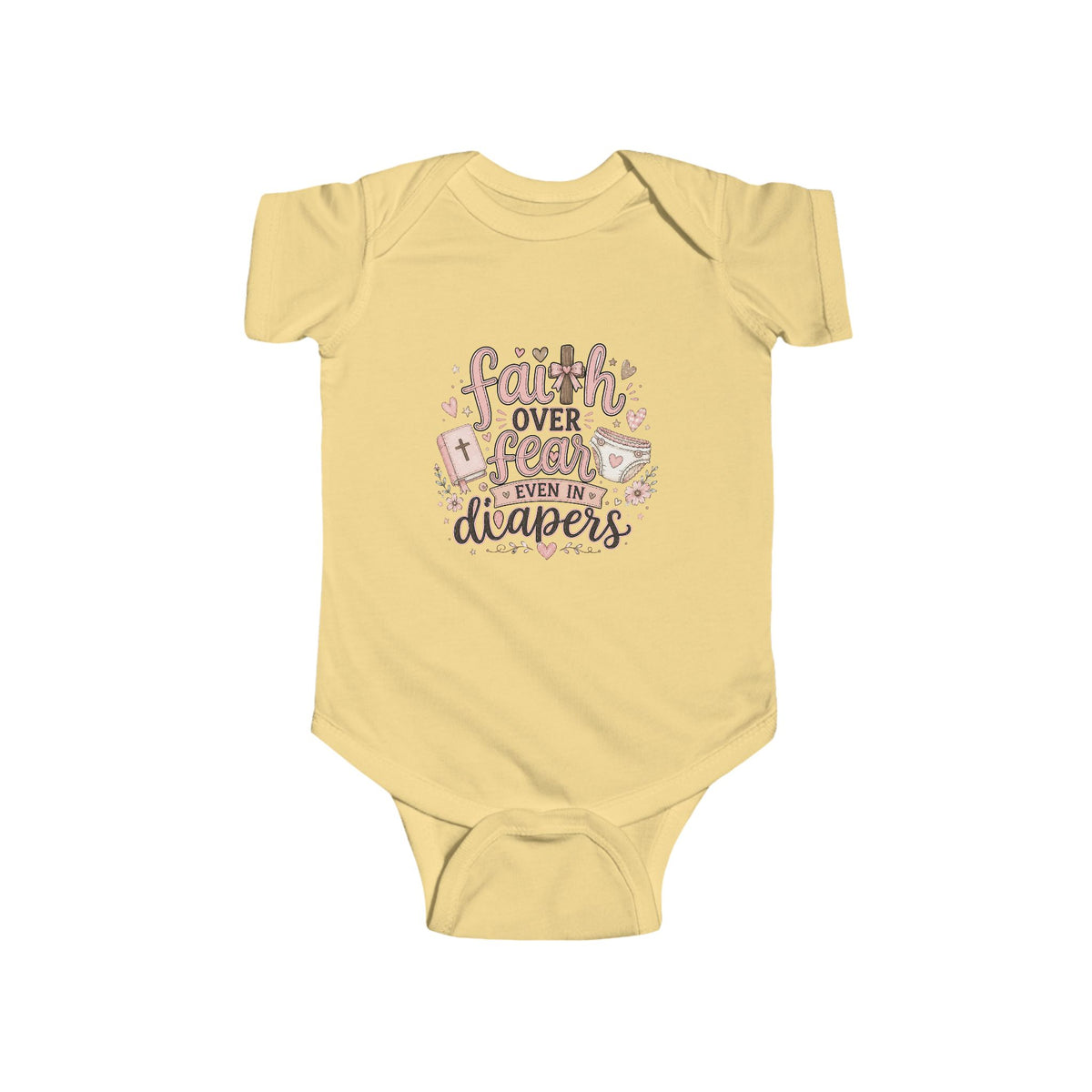 Faith Over Fear Baby Bodysuit, Christian Baby Clothes, Floral Scripture Inspired Infant Outfit, Baby Shower Gift, Christian Newborn Gift