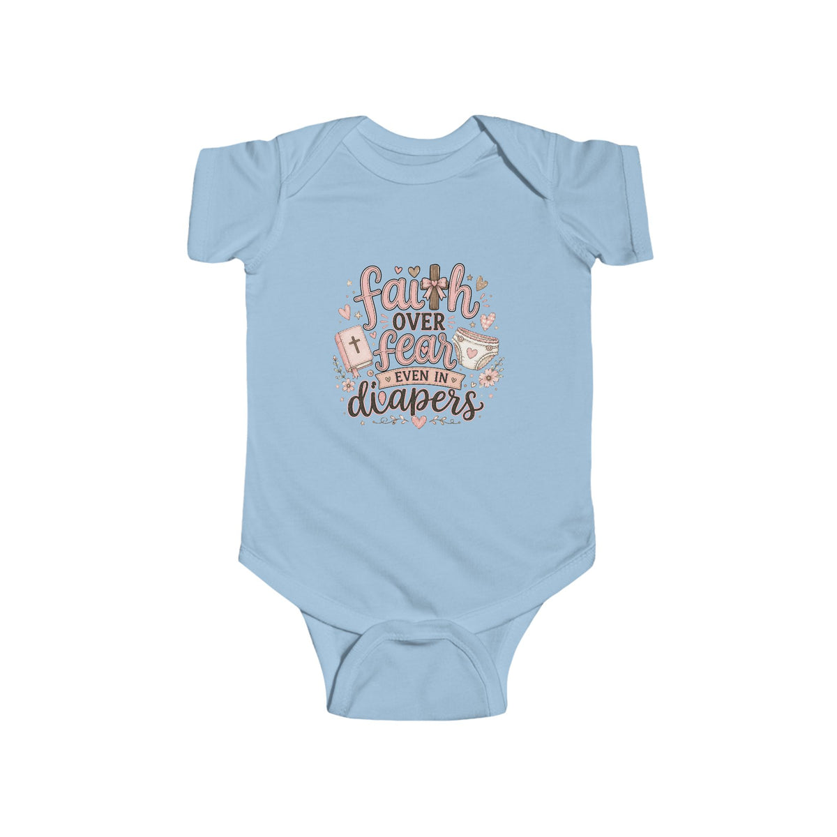Faith Over Fear Baby Bodysuit, Christian Baby Clothes, Floral Scripture Inspired Infant Outfit, Baby Shower Gift, Christian Newborn Gift