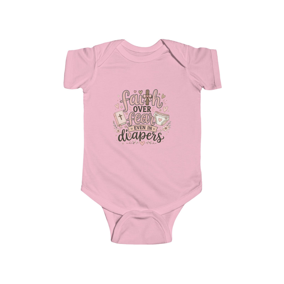 Faith Over Fear Baby Bodysuit, Christian Baby Clothes, Floral Scripture Inspired Infant Outfit, Baby Shower Gift, Christian Newborn Gift