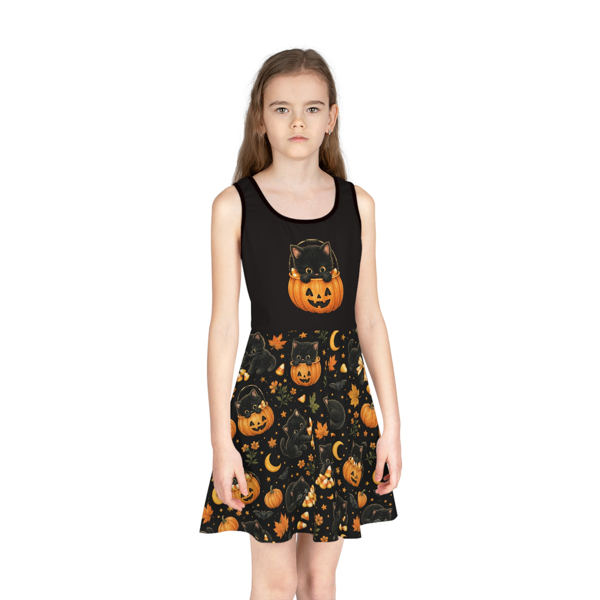 Black Cat Pumpkin Halloween Dress